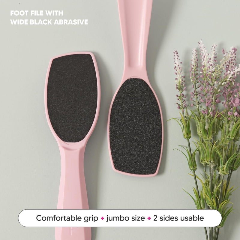 F3 Systems, Wide Emery Foot File(Pink), Double-Sided Pedicure Tool, Colossal Professional Foot Scrubber for Men & Women, Effective for Cracked Heel, Callus Remover - Image 2